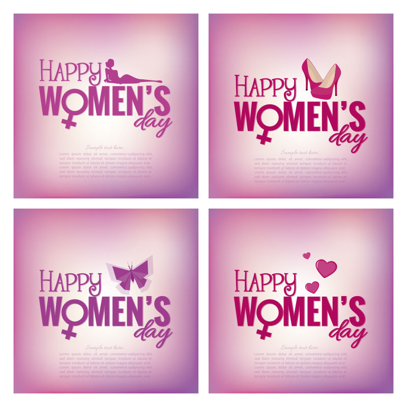粉色妇女节祝福文字矢量插图