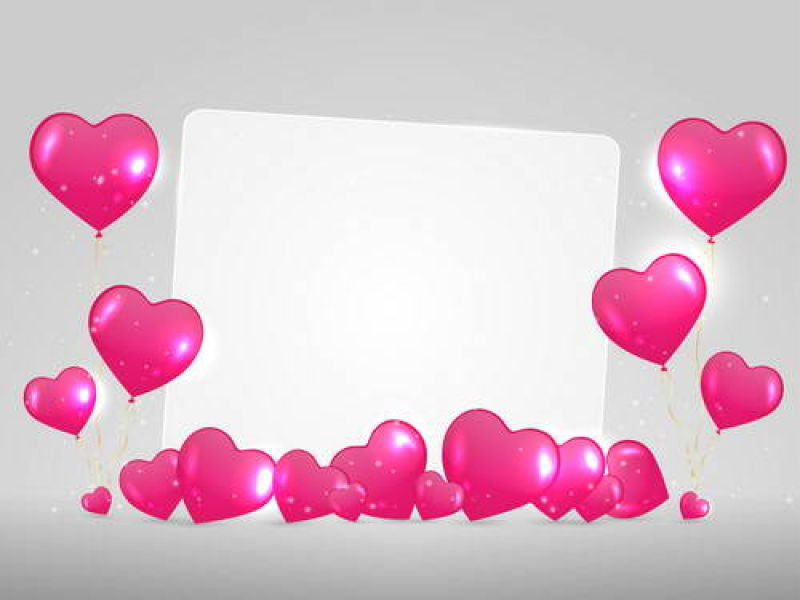 粉色心形气球装饰卡片矢量设计