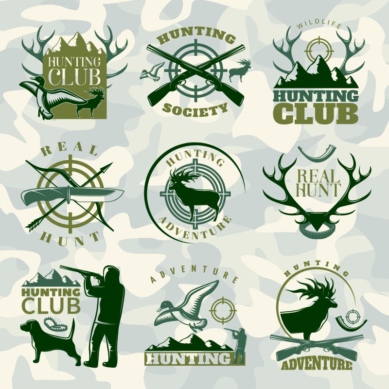 矢量绿色狩猎俱乐部标志