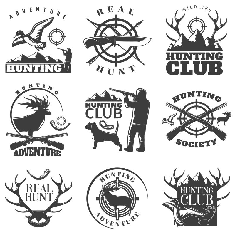矢量真实狩猎俱乐部标志