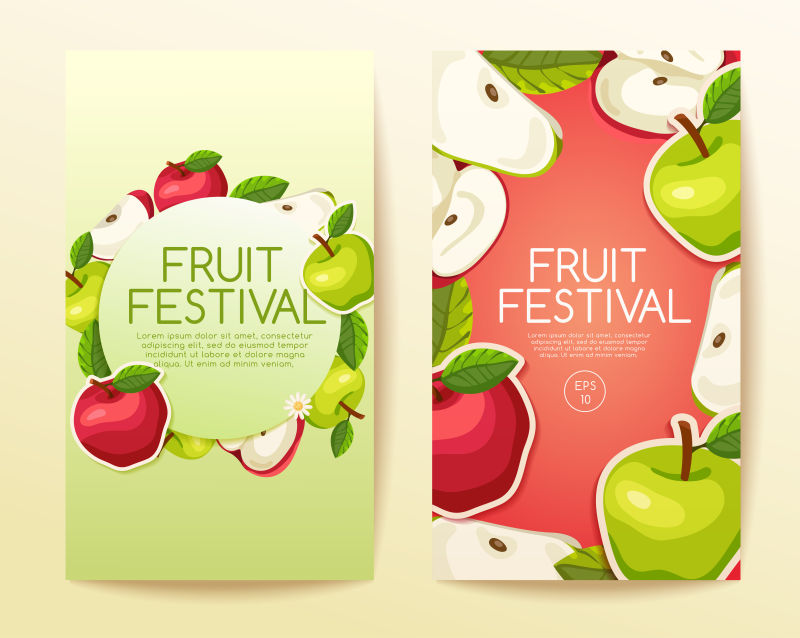 创意矢量卡通水果元素的横幅海报设计