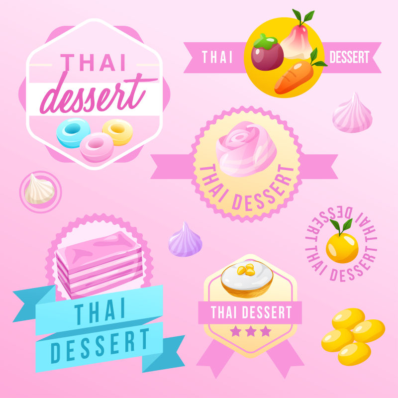创意矢量卡通甜品元素的横幅标签设计
