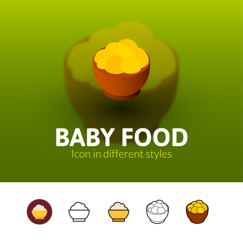 婴儿食品颜色矢量图标
