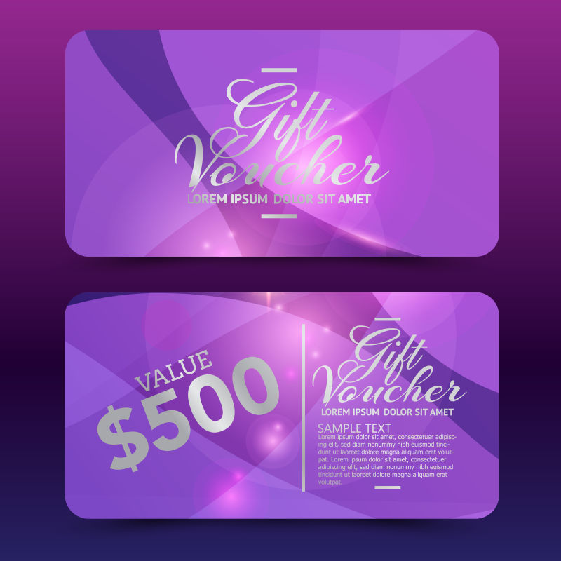 矢量抽象紫色美容产品礼品券设计