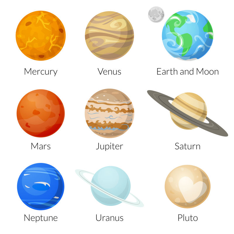 太阳系行星的图标矢量