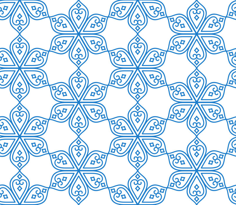 蓝色传统花卉图案背景矢量设计