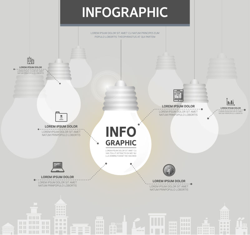 实力创意3d灯泡信息图表设计