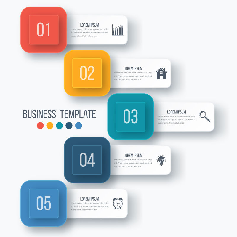 抽象矢量五个步骤的商业信息图表设计