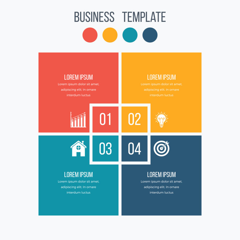 创意矢量四色商业信息平面图表