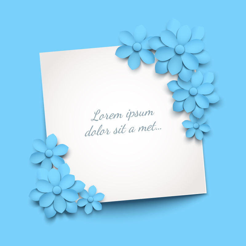 蓝色花卉图案装饰的卡片矢量设计