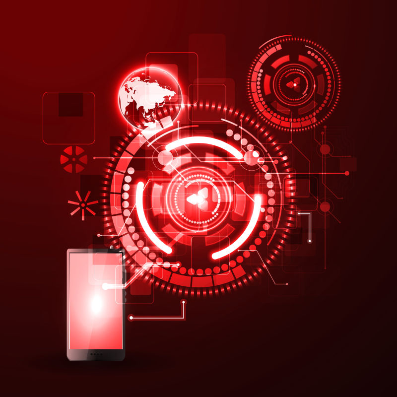 创意矢量现代红色科技感的互联网背景设计