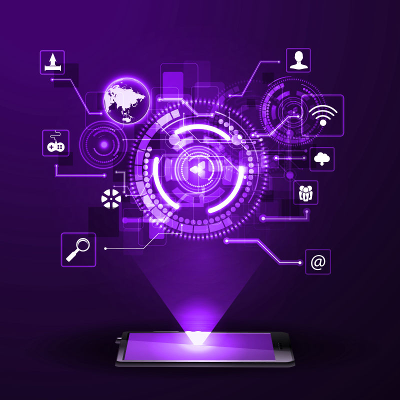 抽象矢量紫色互联网技术背景