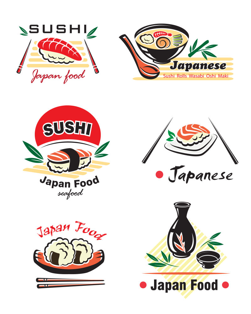 创意矢量日式料理平面图标设计