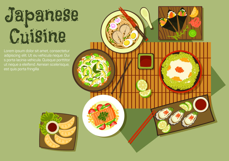 矢量东方海鲜料理日本料理图标