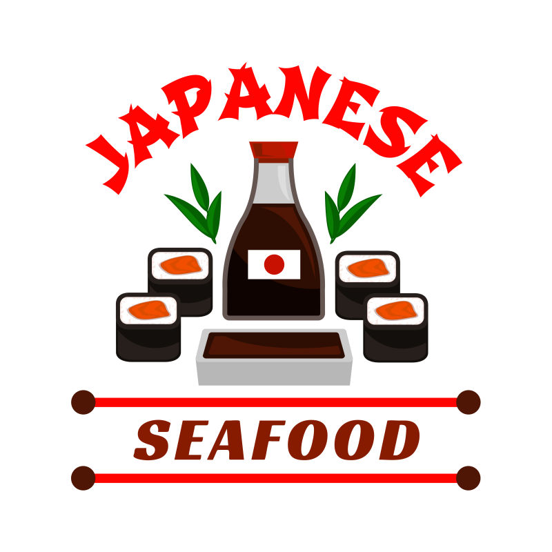 日本寿司料理矢量插图