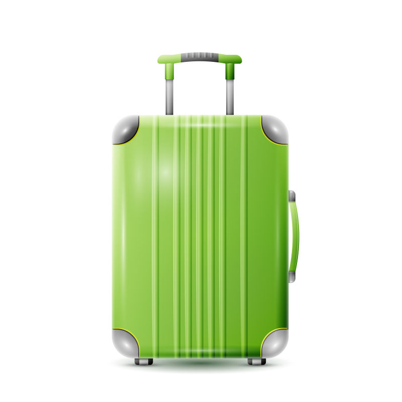 绿色行李箱矢量插图