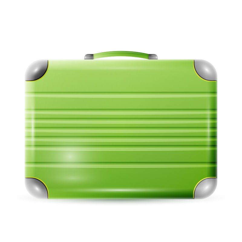 绿色手提箱矢量插图