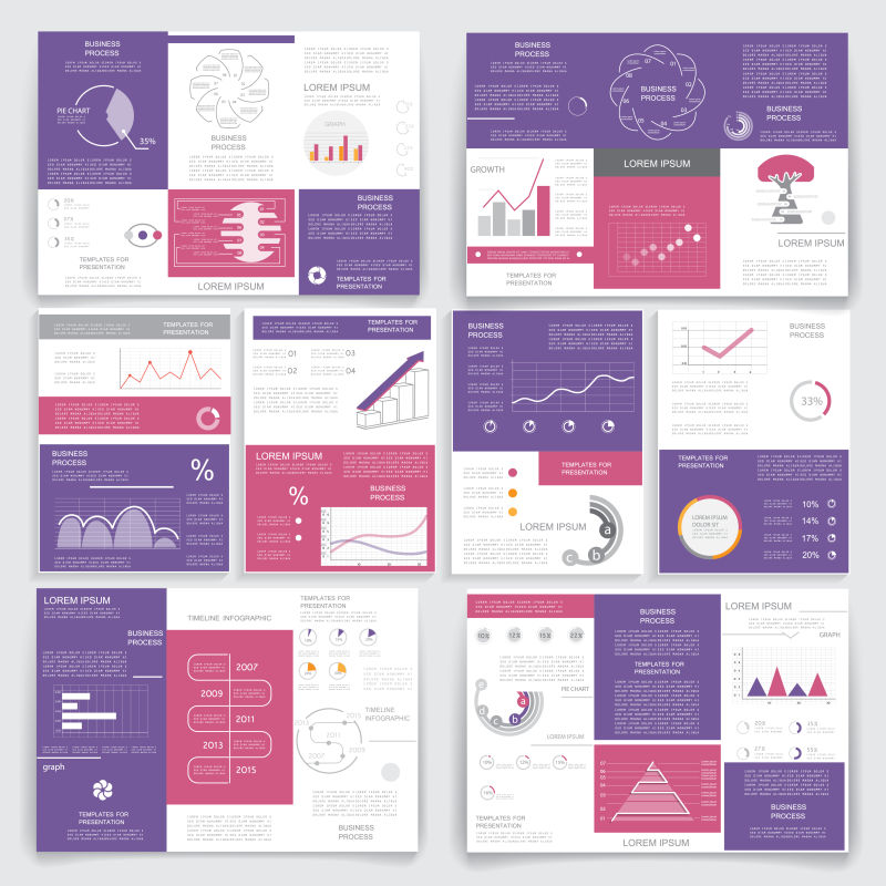 抽象矢量紫色粉色现代宣传手册设计