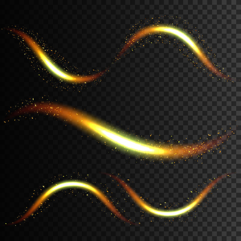 矢量抽象金色波形光线设计元素