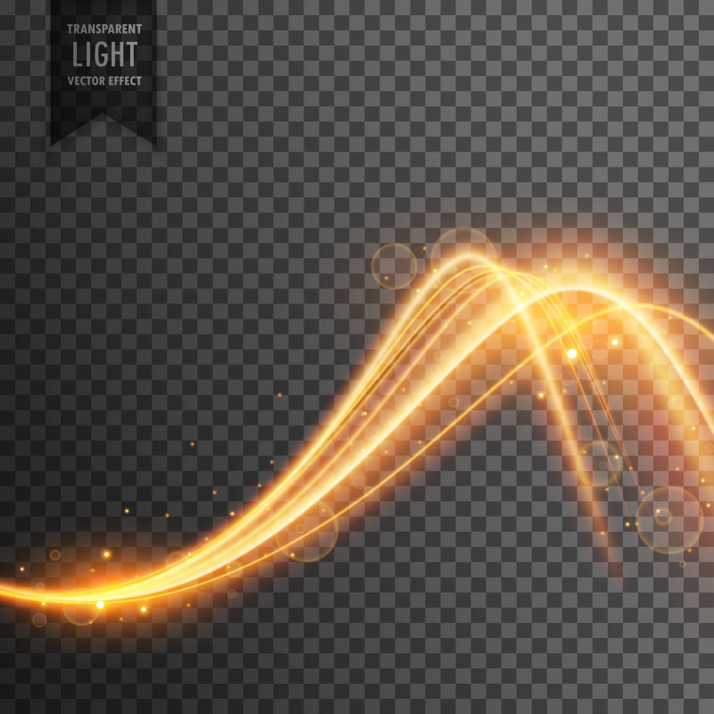 抽象矢量黄色抽象波形光线设计元素
