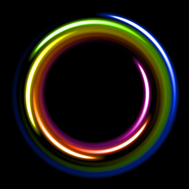 抽象矢量彩色发光圈形光线设计元素