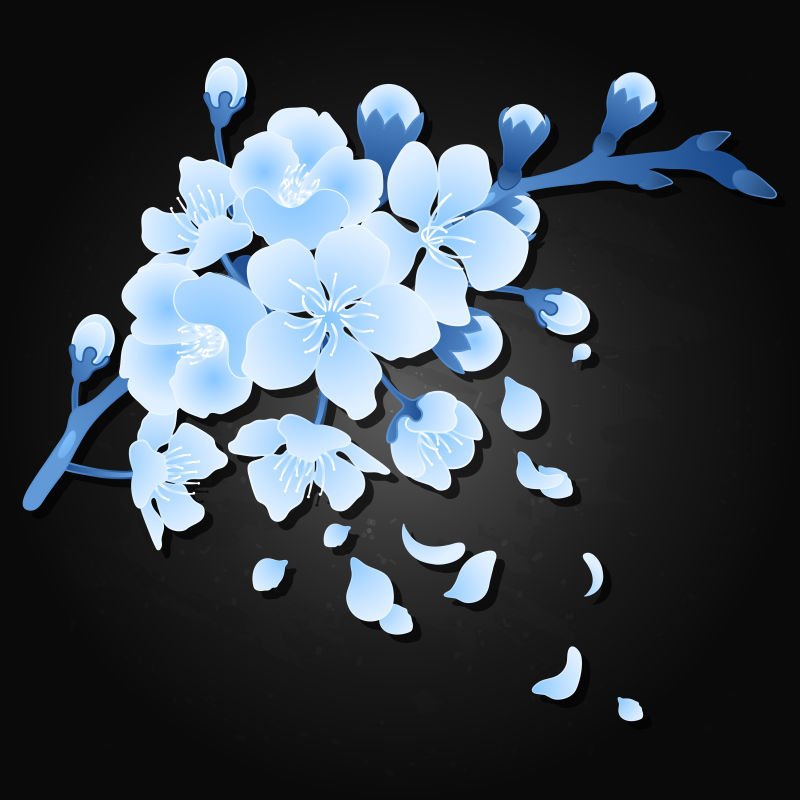 矢量抽象蓝色樱花设计背景