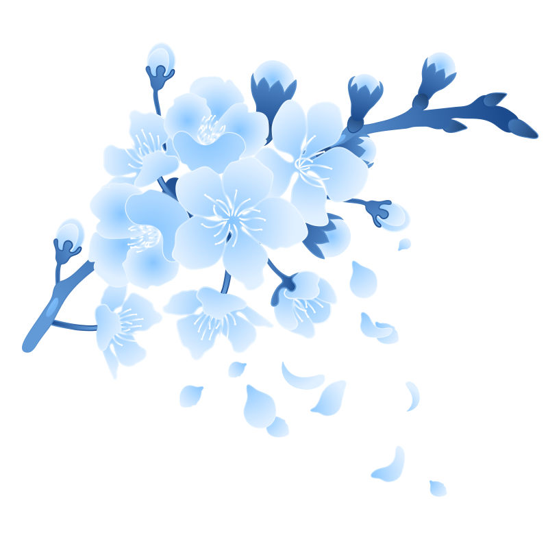矢量蓝色樱花设计插图