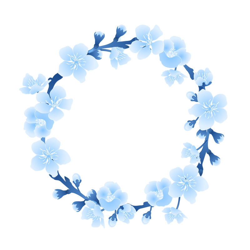 抽象矢量蓝色樱花设计元素