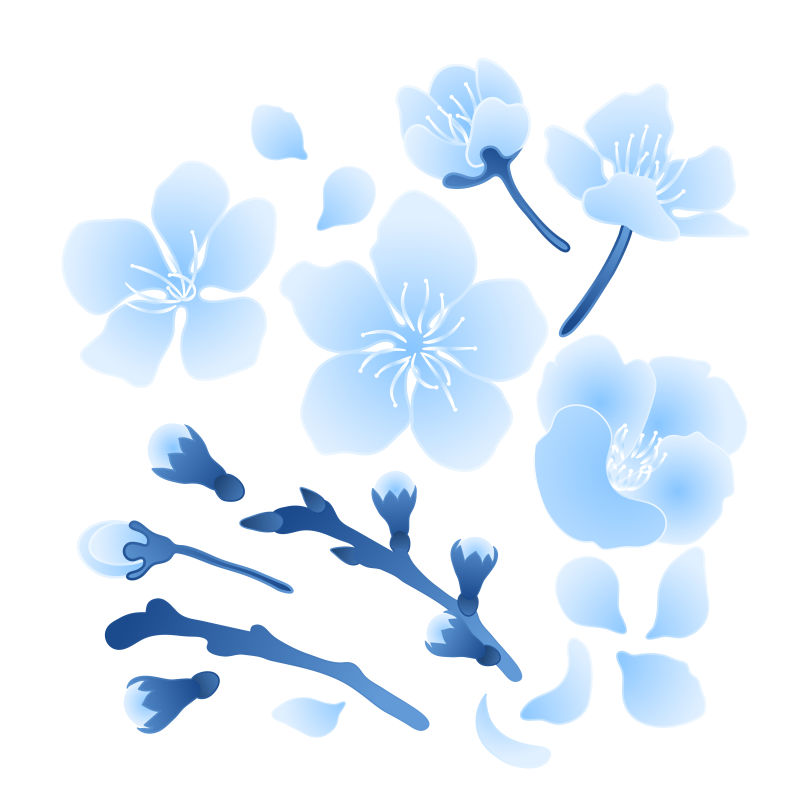 抽象矢量蓝色樱花设计元素插图