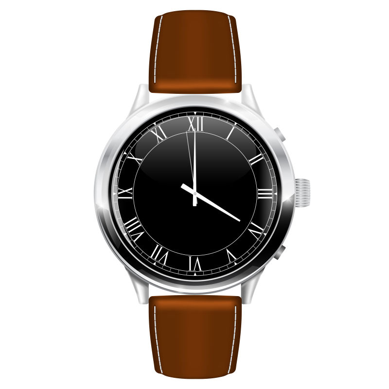 创意矢量棕色皮带元素的手表设计