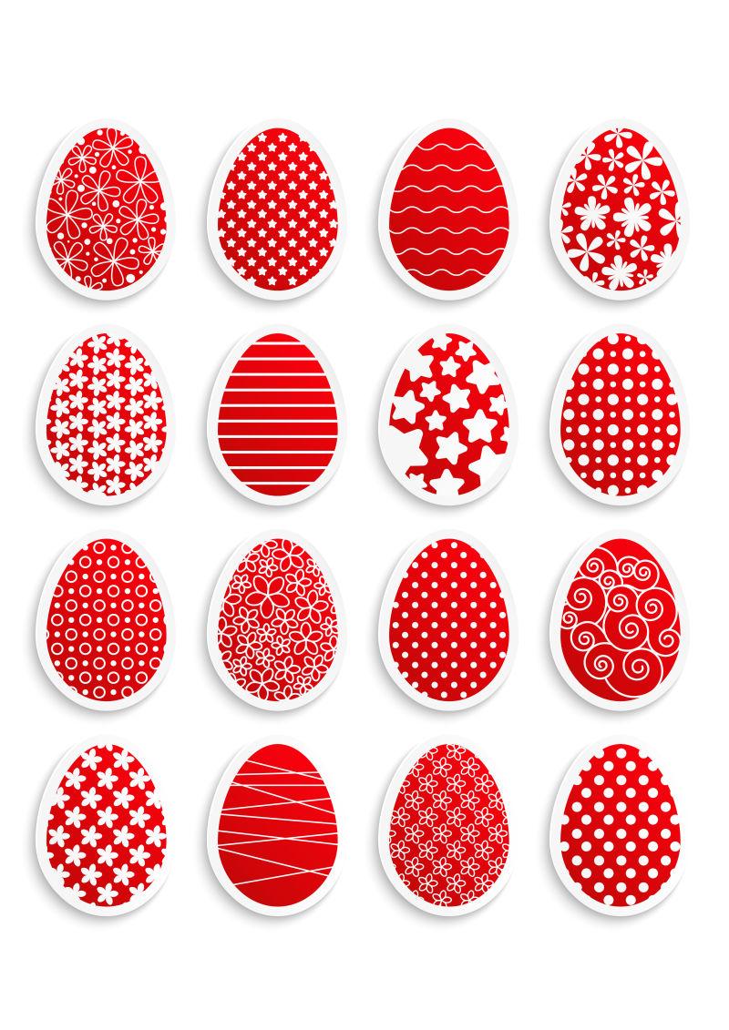 排列整齐的红色的复活节彩蛋矢量插图