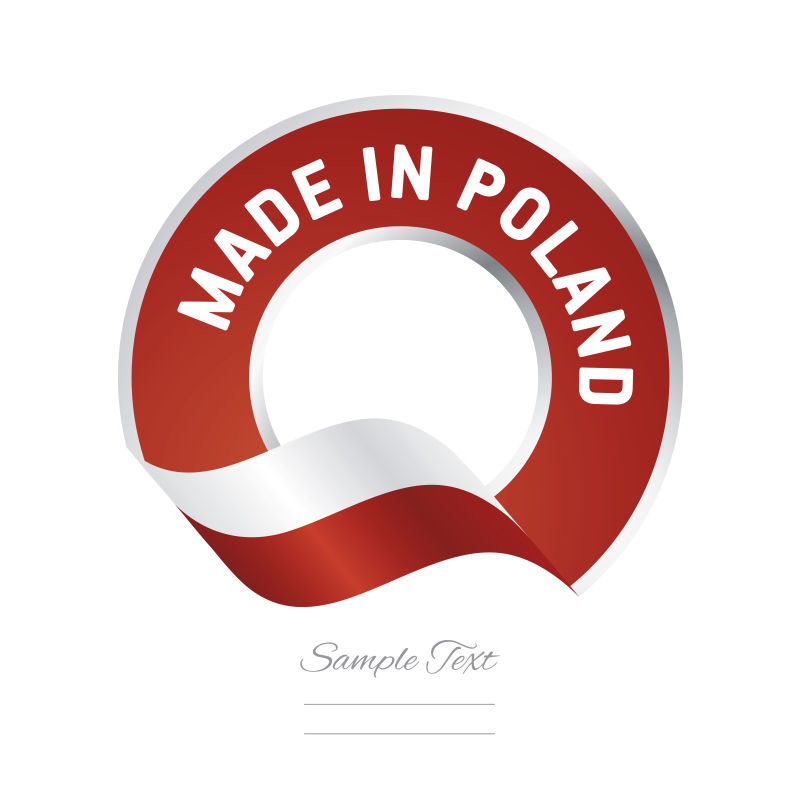 矢量波兰制造主题的标签设计