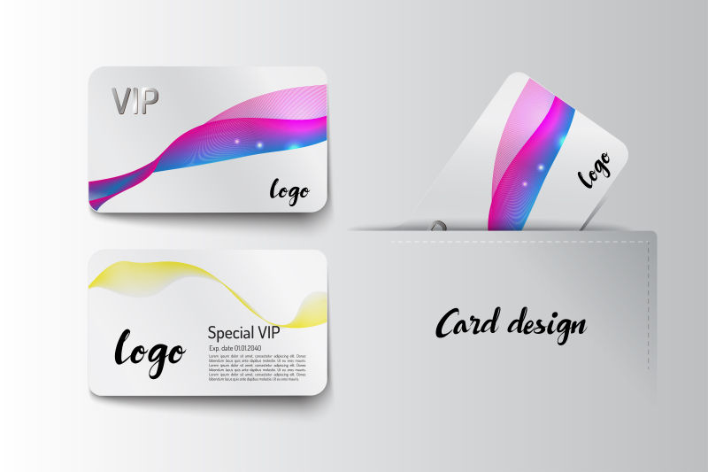 创意矢量彩色飘带元素的会员卡设计