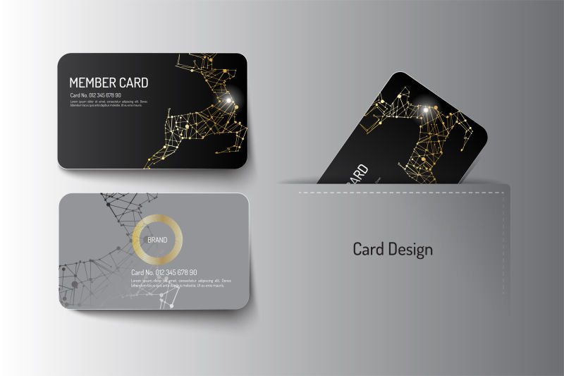 创意矢量现代几何鹿元素的会员卡设计