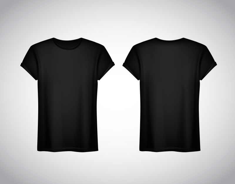 抽象矢量男士黑色T恤设计