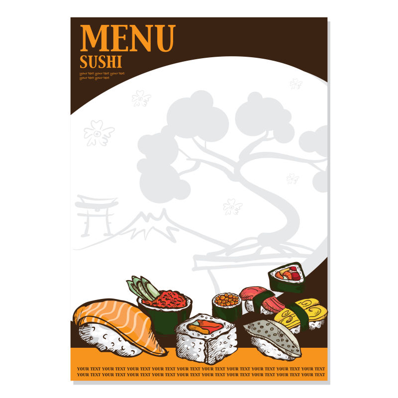创意矢量日本寿司元素的现代菜单设计