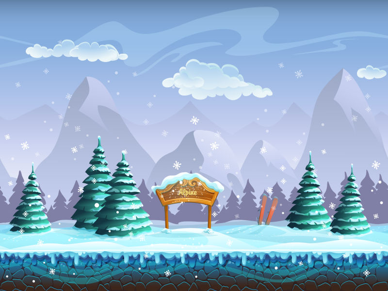 抽象矢量圣诞节雪景设计插图