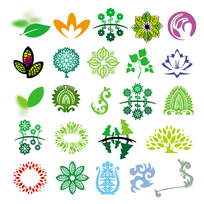 矢量自然生态logo与图标