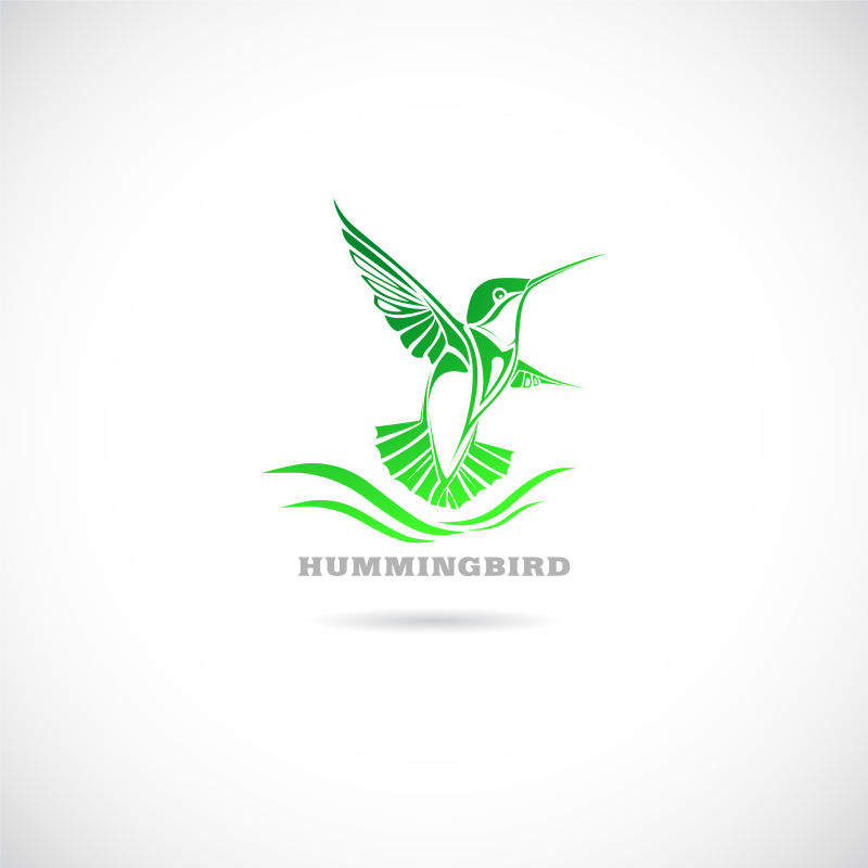 创意矢量绿色蜂鸟标志设计