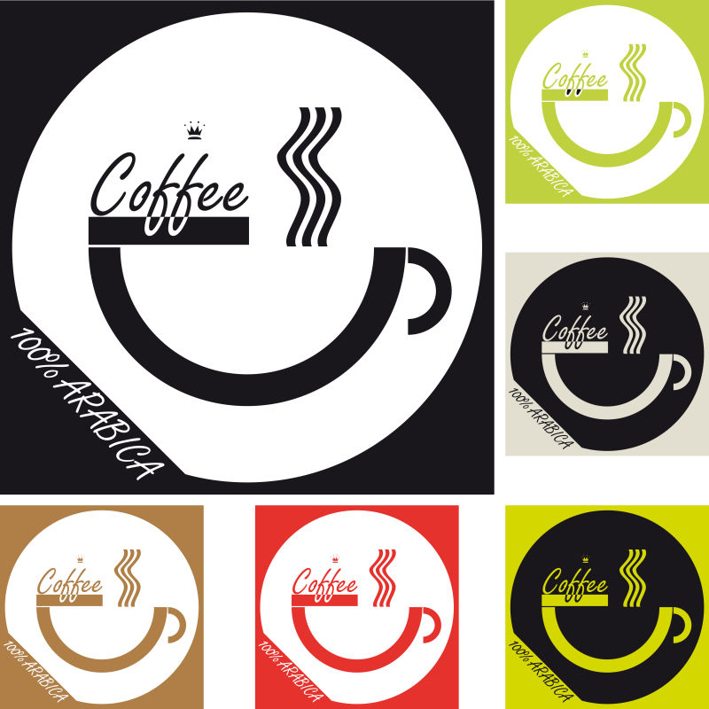 矢量抽象咖啡标志设计
