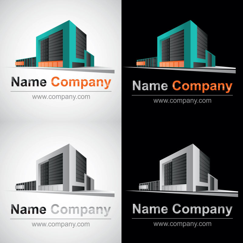 创意矢量现代立体建筑元素标志设计