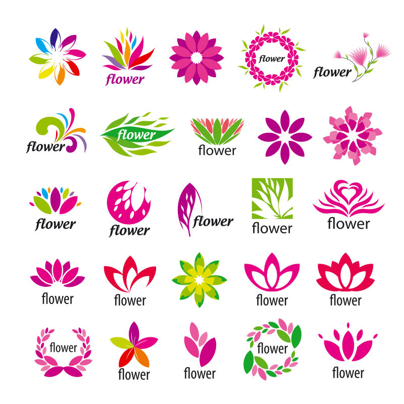 矢量抽象花卉元素图标设计