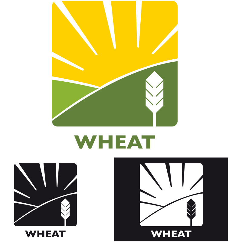 抽象矢量麦穗生长主题的标志设计