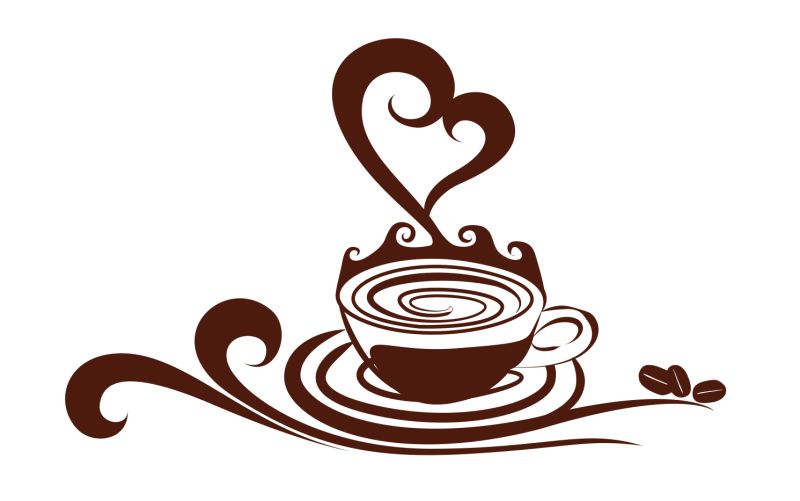 抽象手绘咖啡的矢量标志