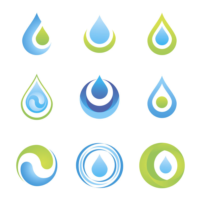 矢量水与生态logo与图标