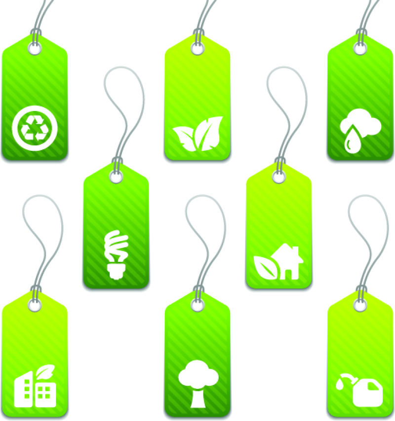 绿色生态产品标签矢量设计