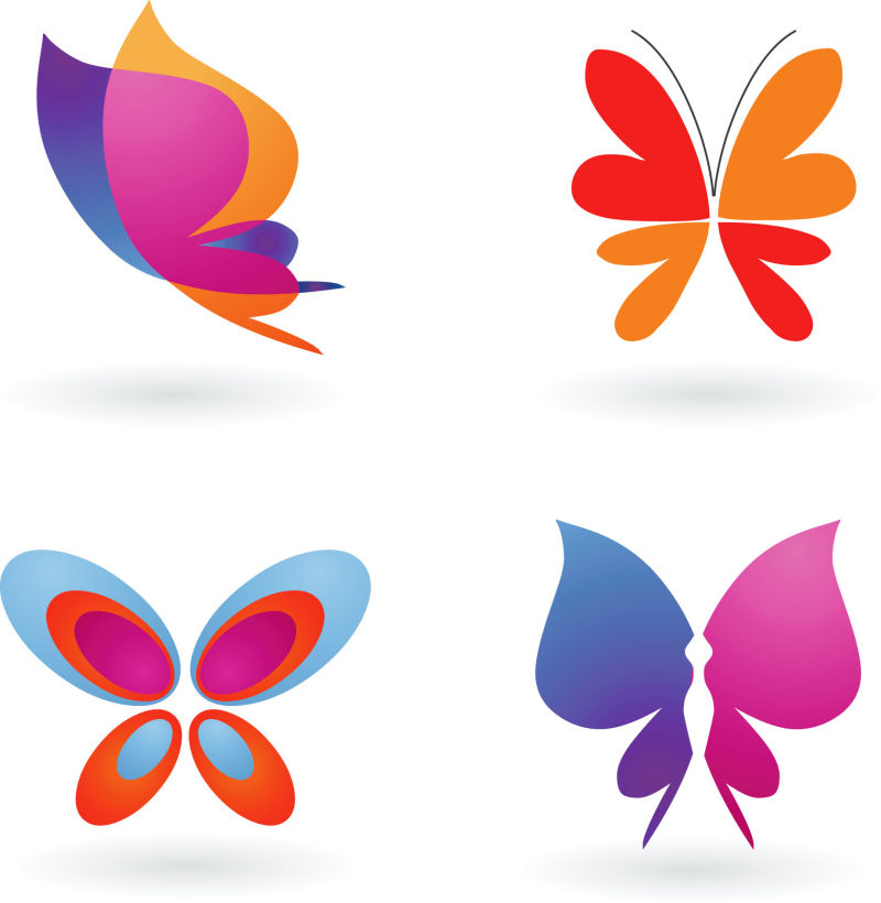 彩色蝴蝶标志矢量设计