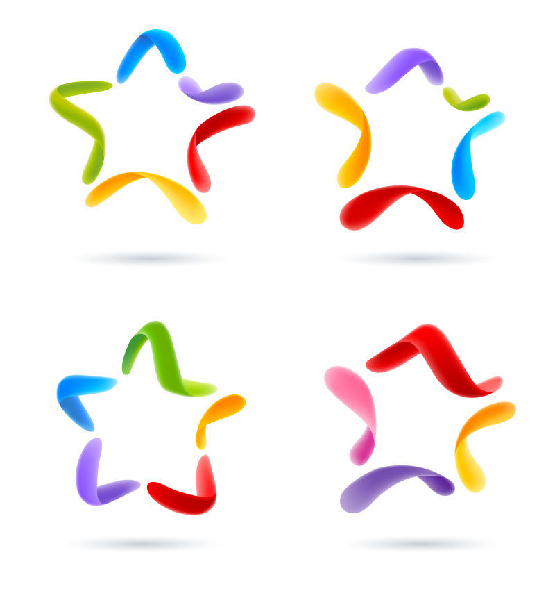 创意矢量彩色五角星标志设计