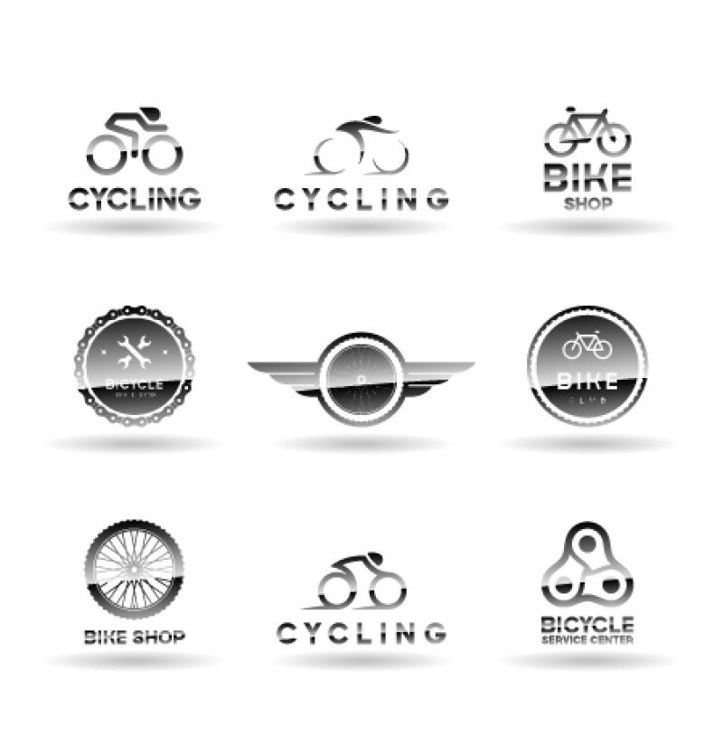 抽象自行车元素的矢量标志设计
