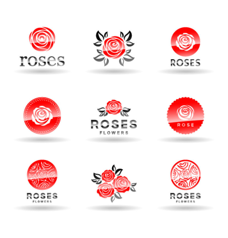 抽象矢量玫瑰元素的标志设计